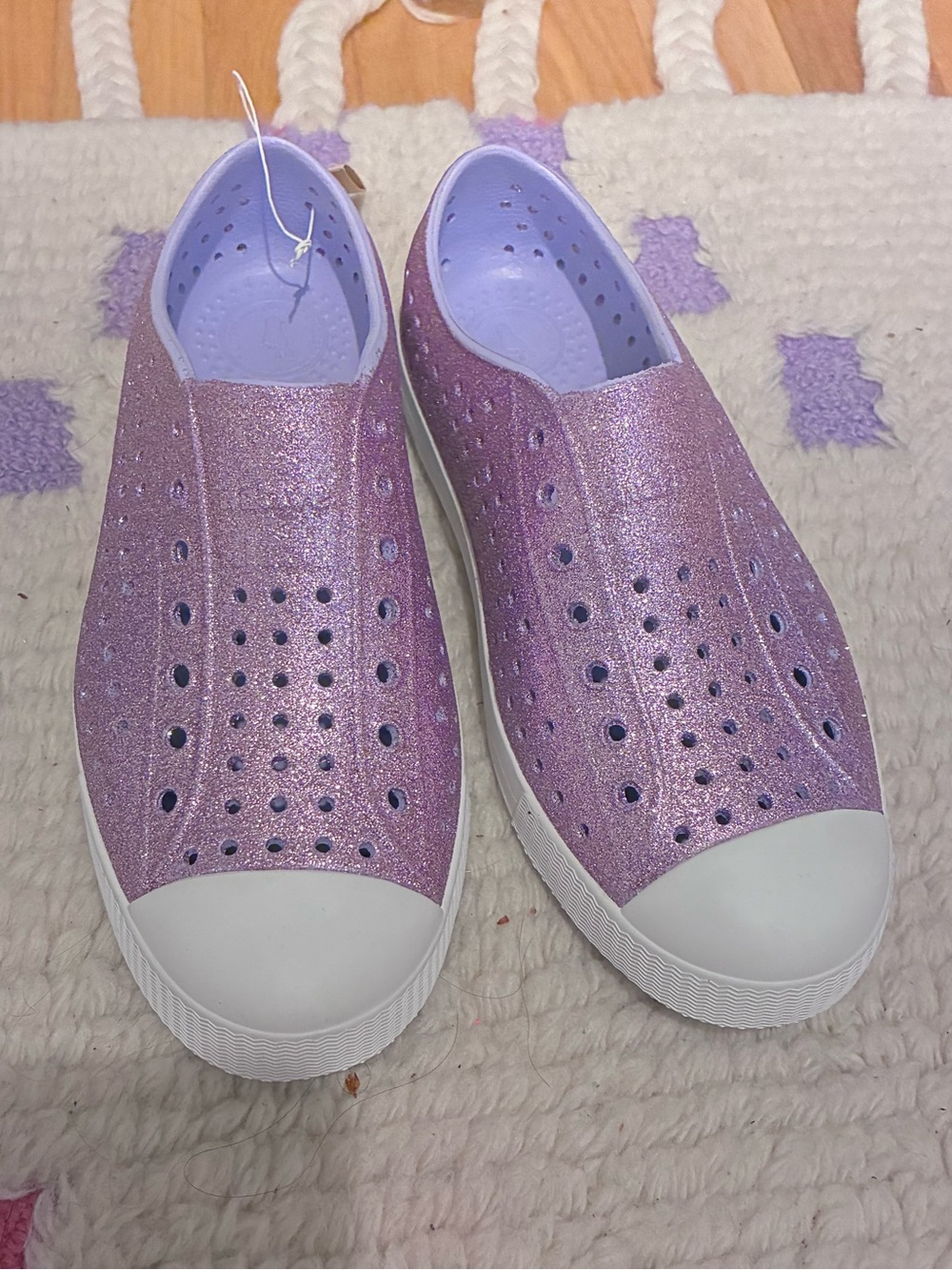 Native Kids Glitter Slip-On Sneakers - Lavender